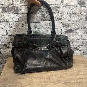 EUC Vintage Leather Coach Shoulder Bag Black